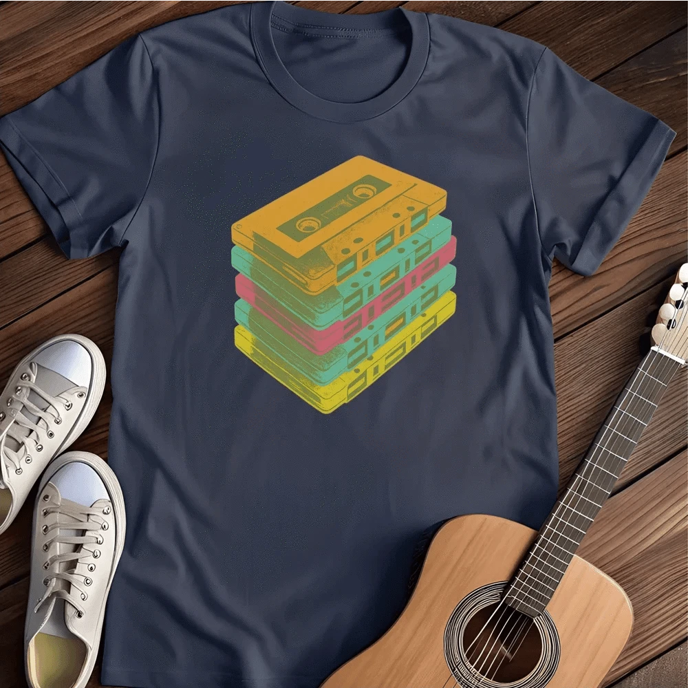Printify T-Shirt Navy / S Casettes T Shirt