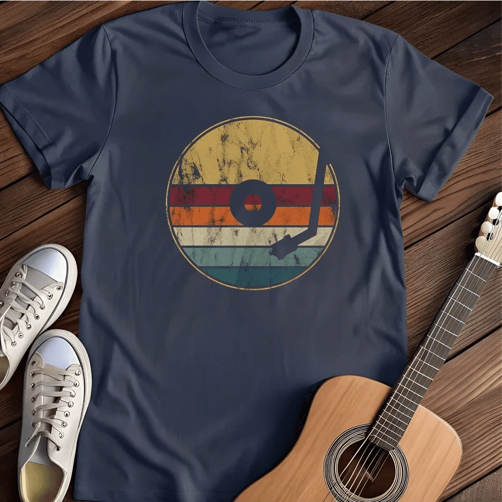 Printify T-Shirt Navy / S Retro Vinyl T Shirt