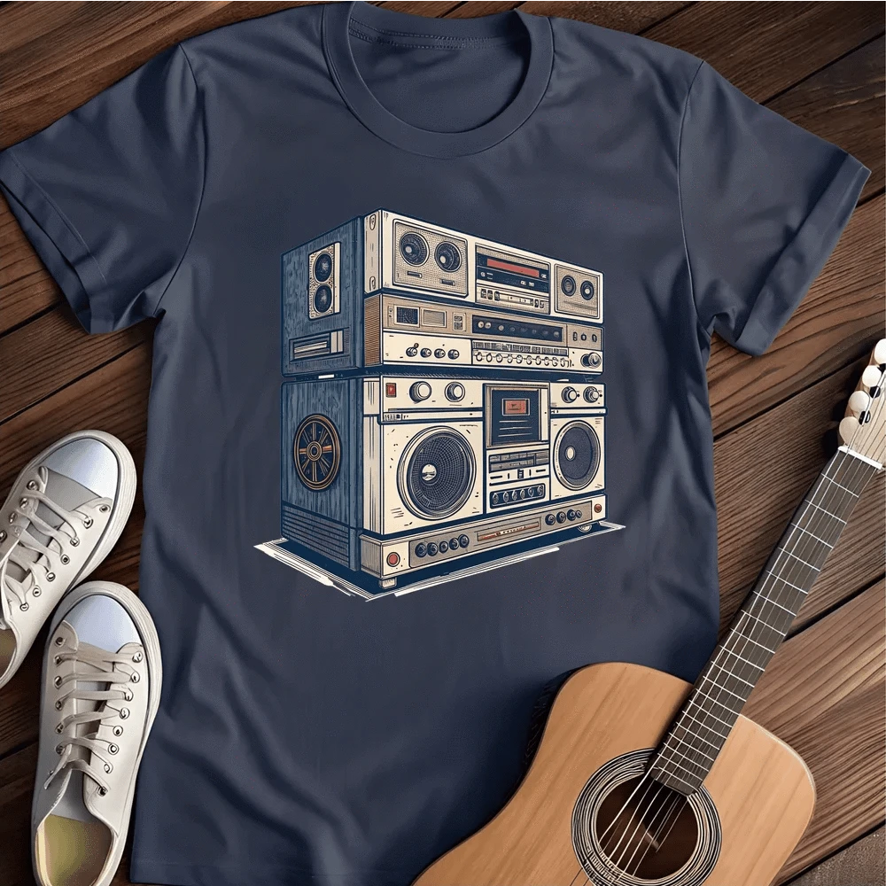 Printify T-Shirt Navy / S Stacked Stereo T Shirt