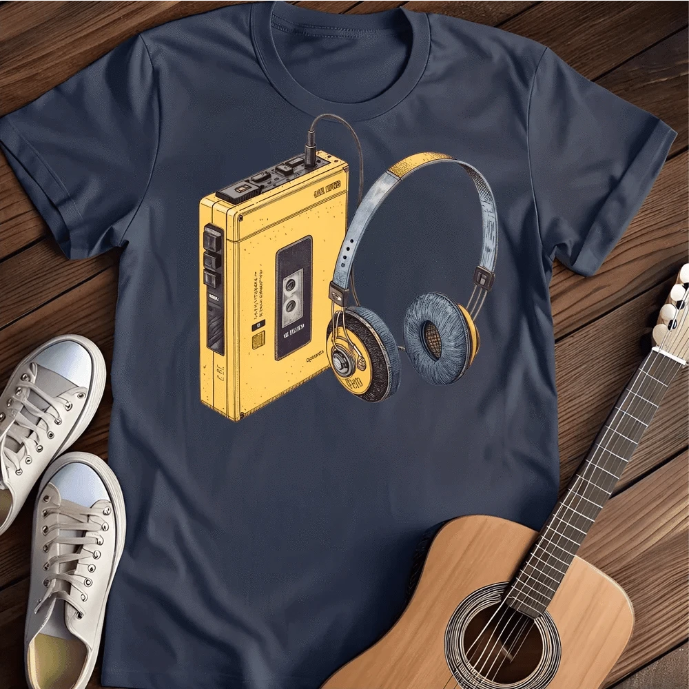 Printify T-Shirt Navy / S Walkman T Shirt