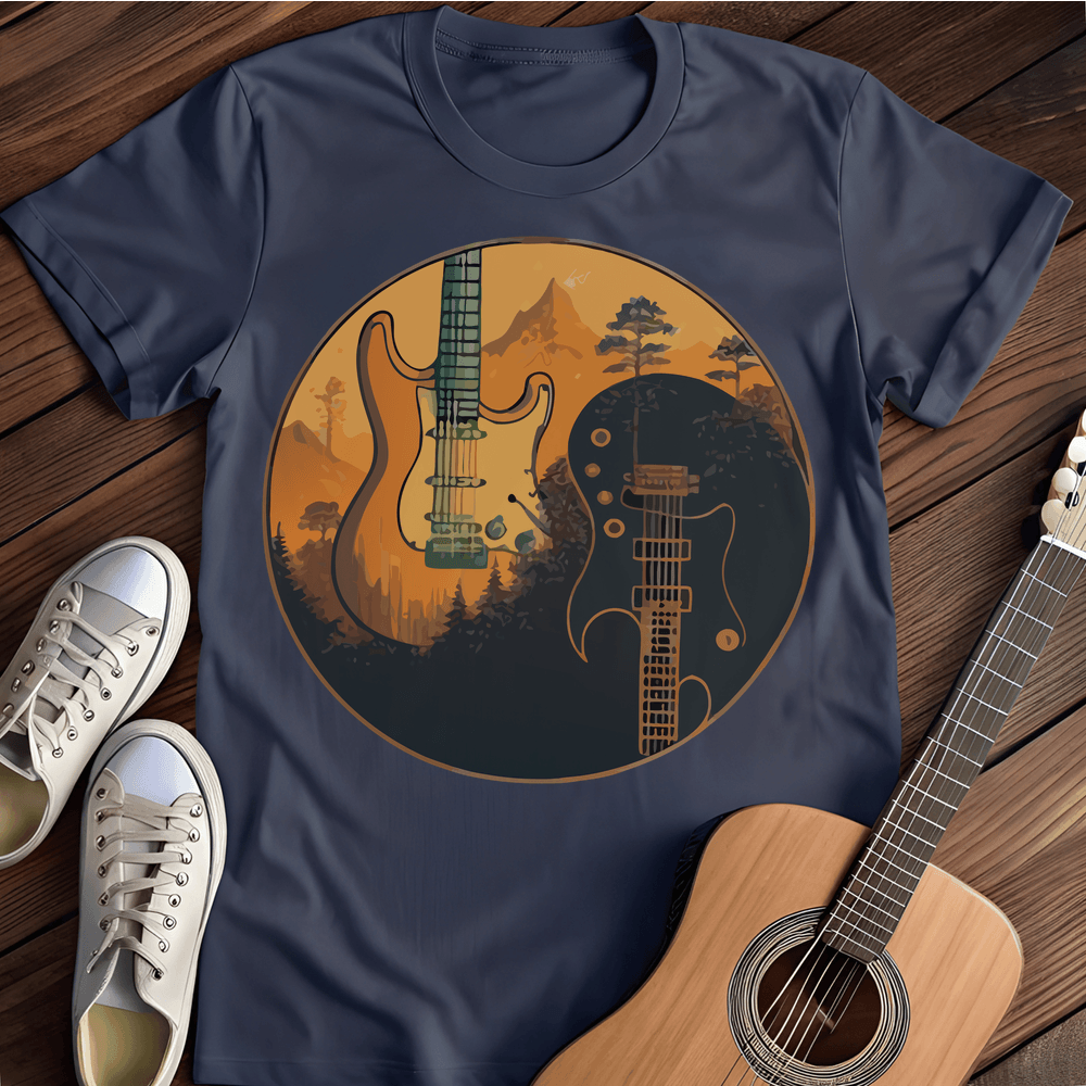 Printify T-Shirt Navy / S Yin Yang Guitar T-Shirt