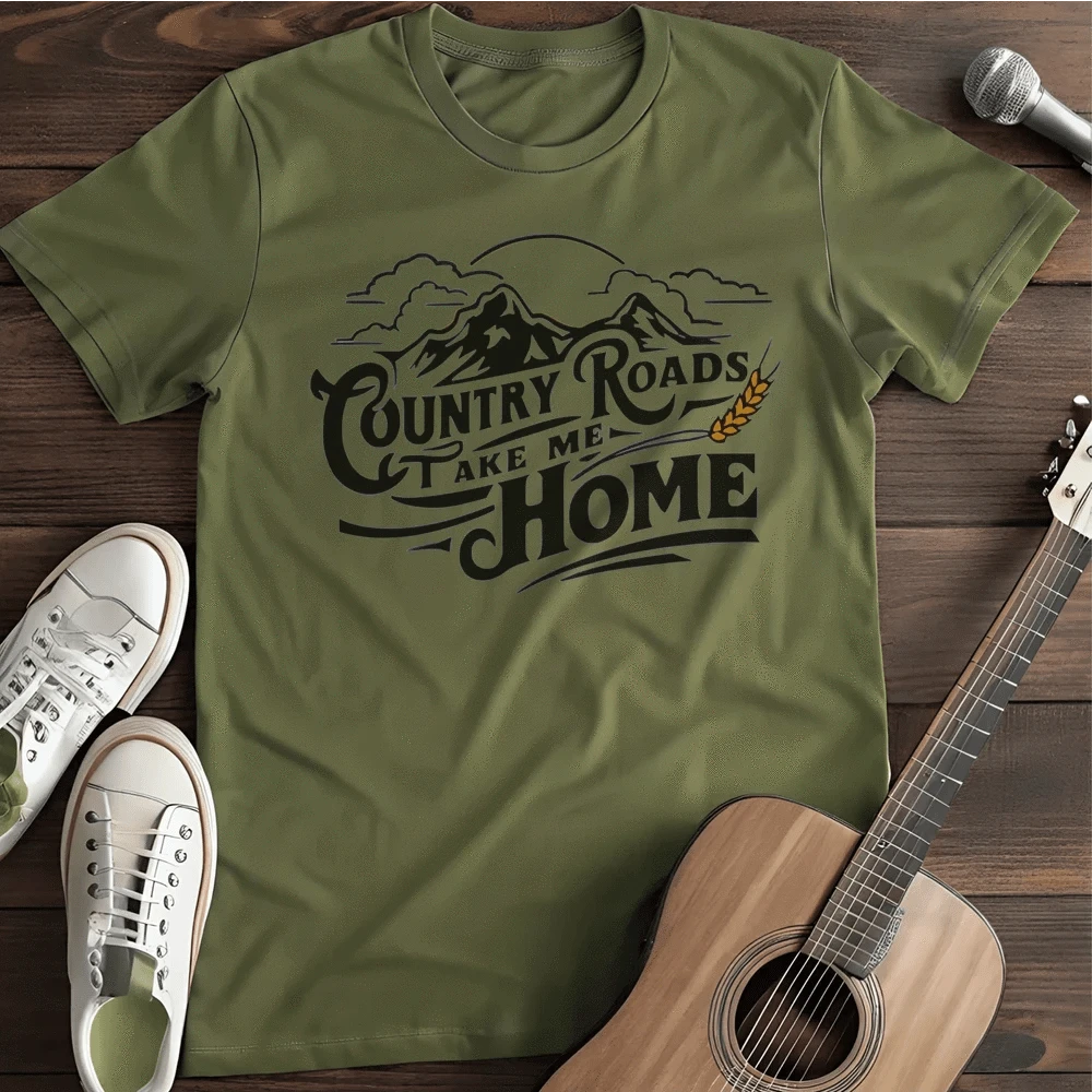 Printify T-Shirt S / Military Green Country Roads T Shirt
