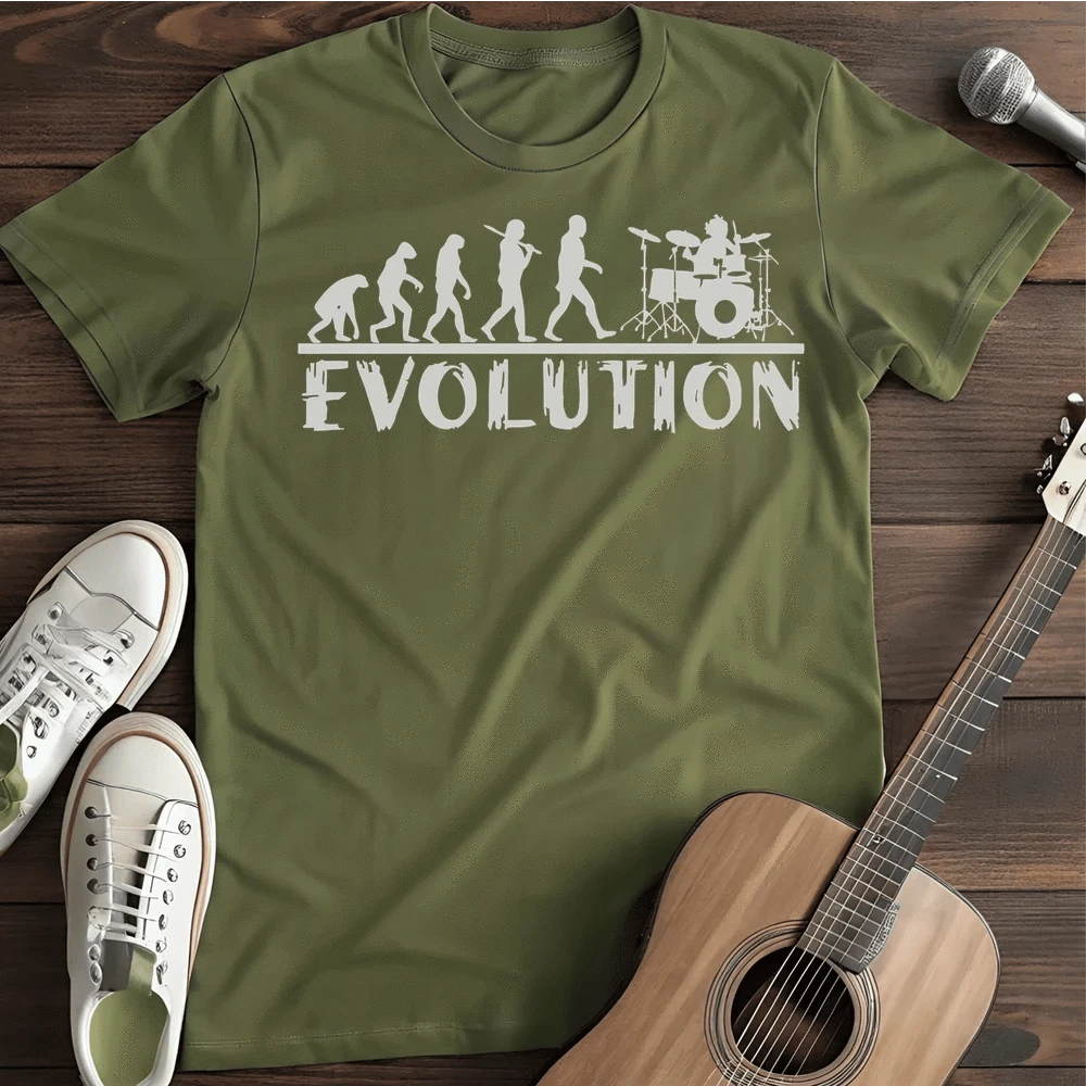 Printify T-Shirt S / Military Green Drummer Evolution T-Shirt
