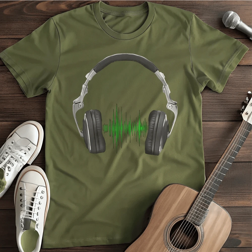 Printify T-Shirt S / Military Green Headphone Pulse T-Shirt