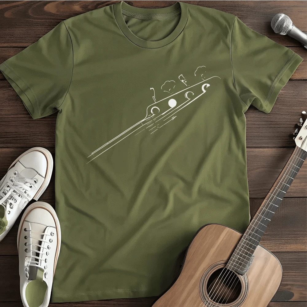 Printify T-Shirt S / Military Green Minimalist Guitar T-Shirt