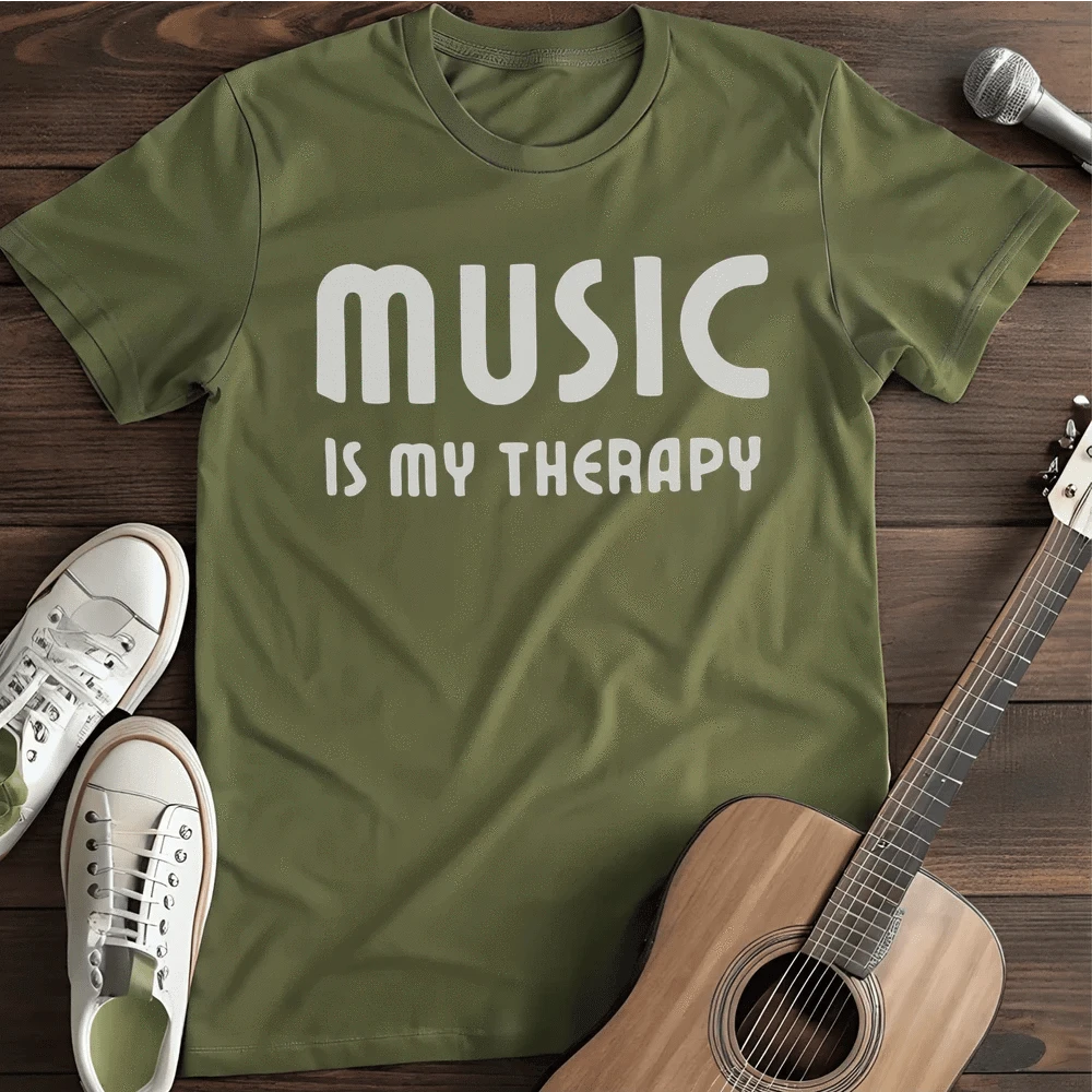 Printify T-Shirt S / Military Green Music Is T-Shirt