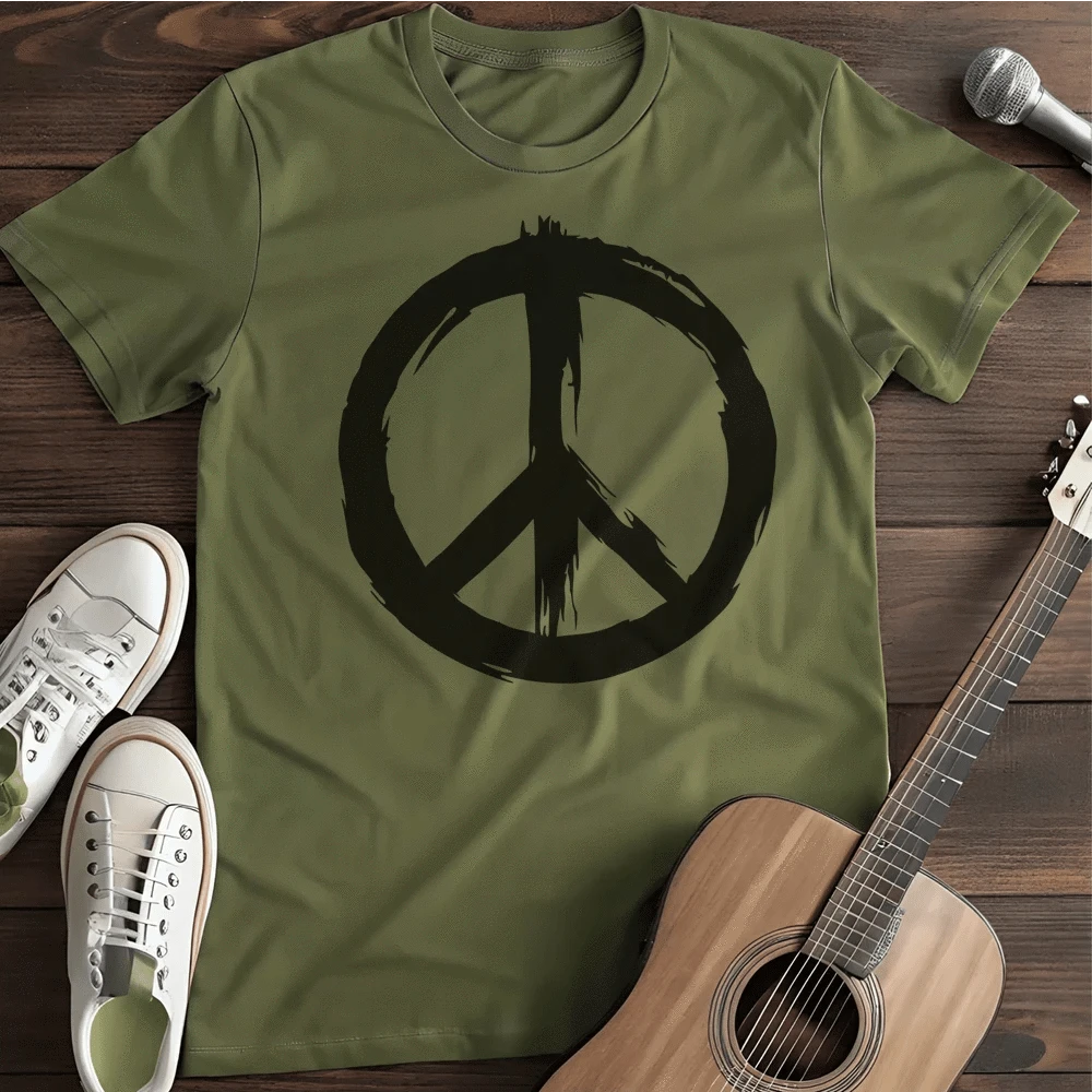 Printify T-Shirt S / Military Green Peace Brushed T Shirt