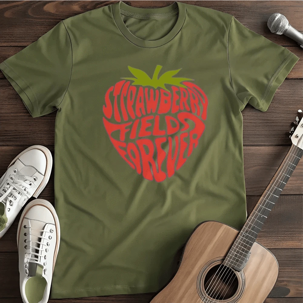 Printify T-Shirt S / Military Green Strawberry Fields T Shirt