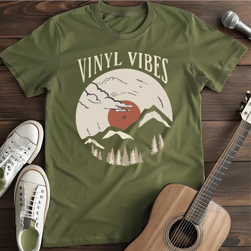 Printify T-Shirt S / Military Green Vinyl Vibes T-Shirt