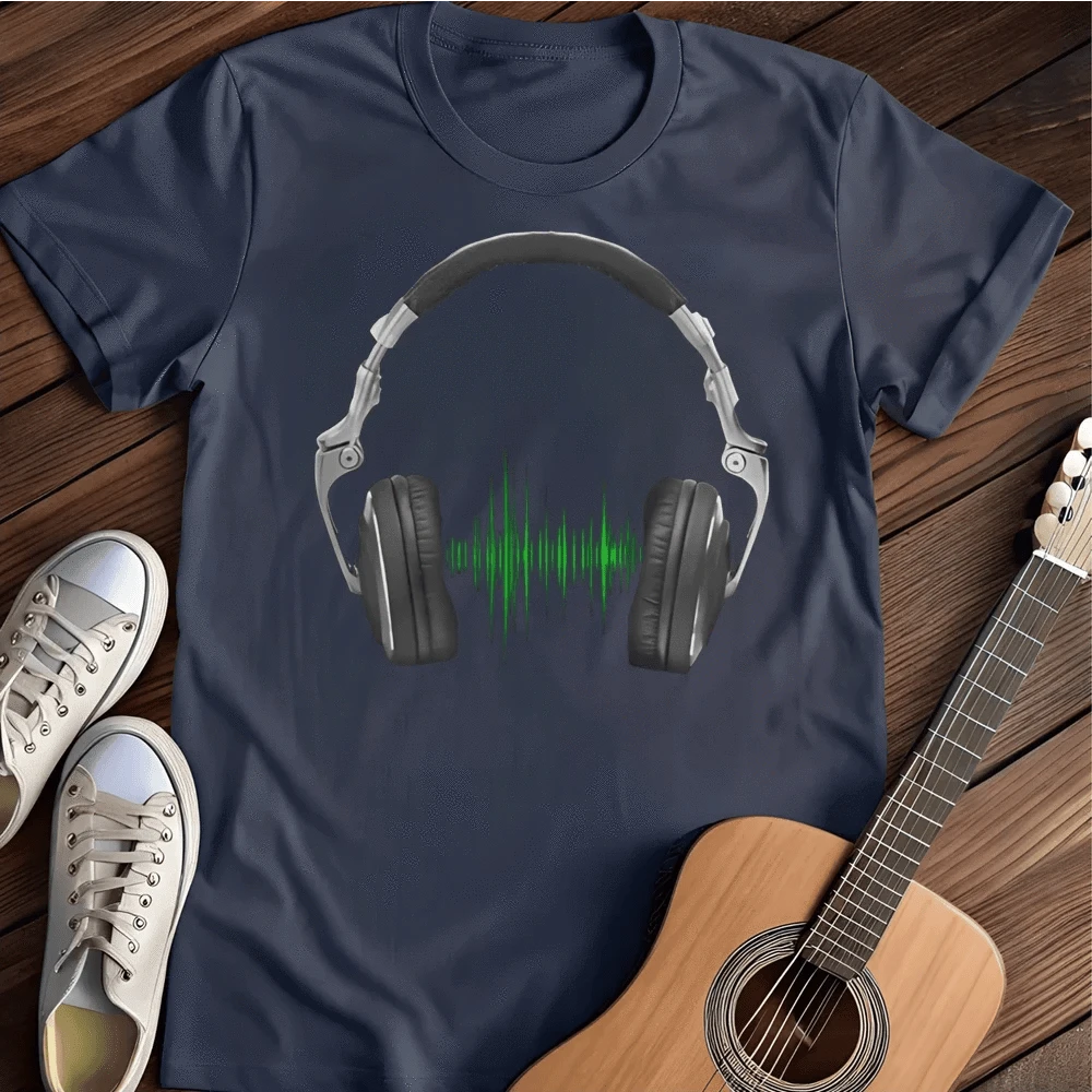 Printify T-Shirt S / Navy Headphone Pulse T-Shirt