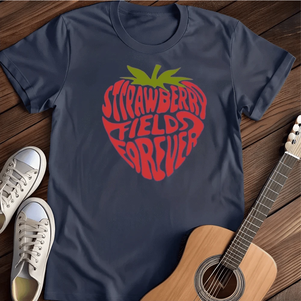Printify T-Shirt S / Navy Strawberry Fields T Shirt