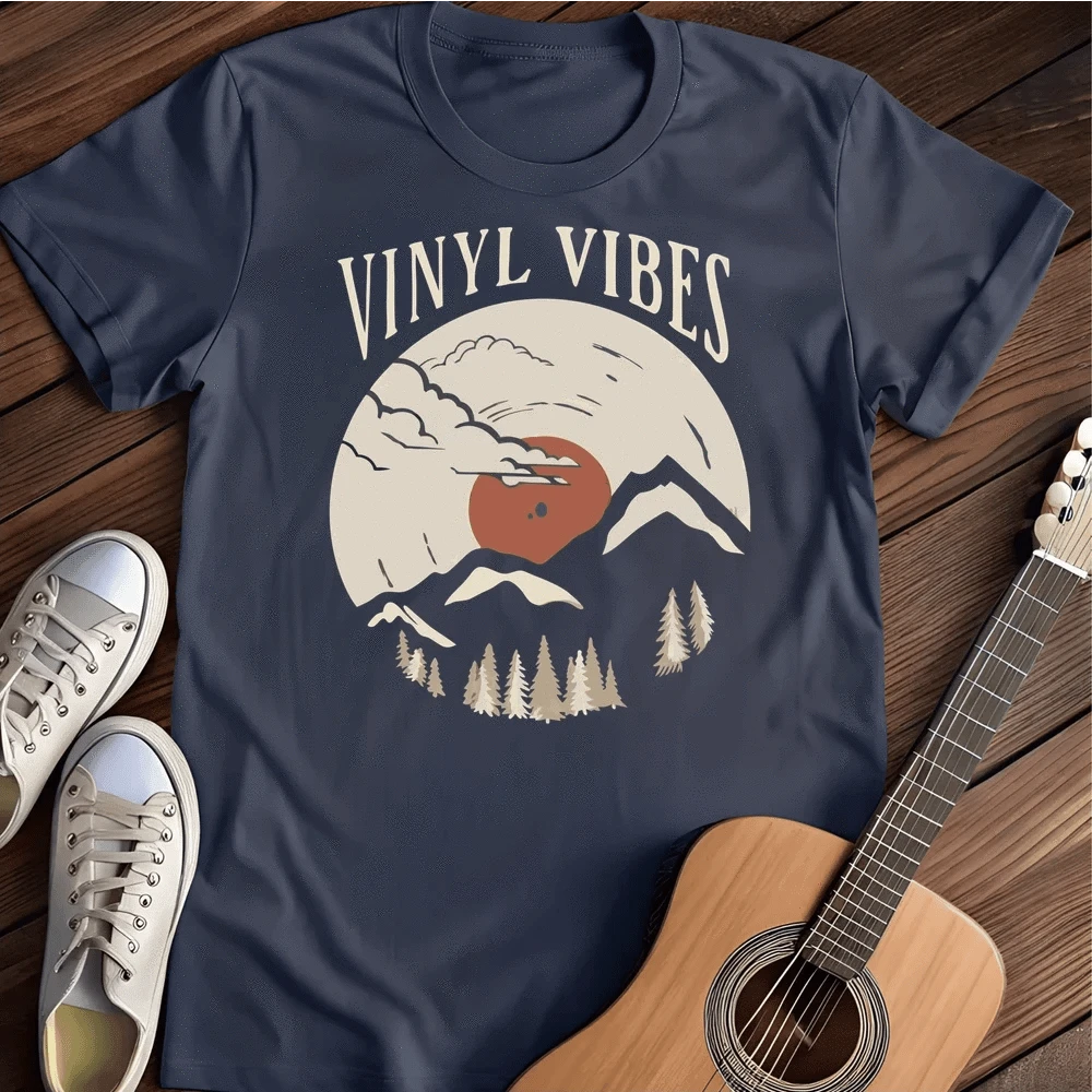 Printify T-Shirt S / Navy Vinyl Vibes T-Shirt