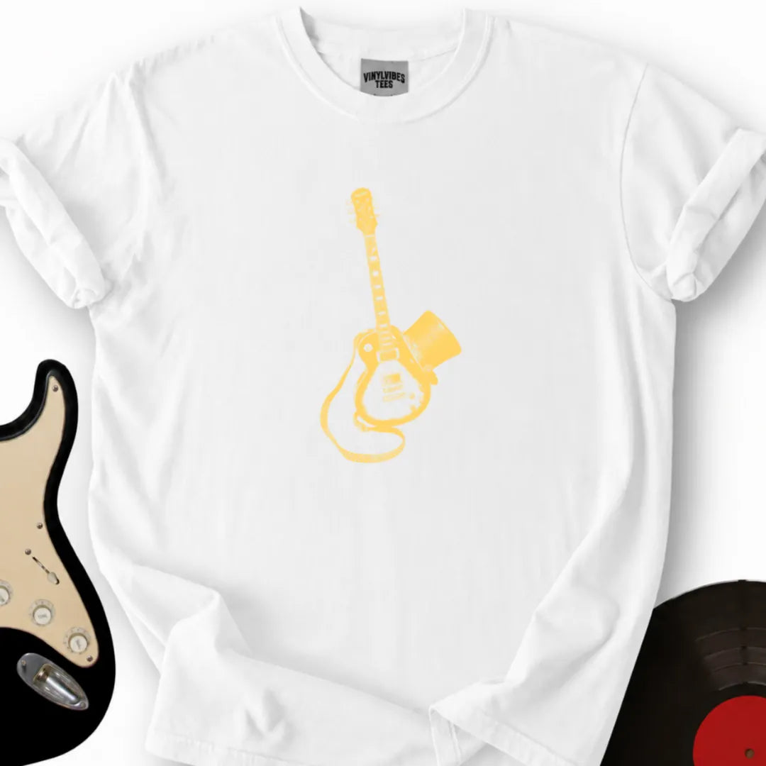 Printify T-Shirt S / White Guitar Top Hat T-Shirt