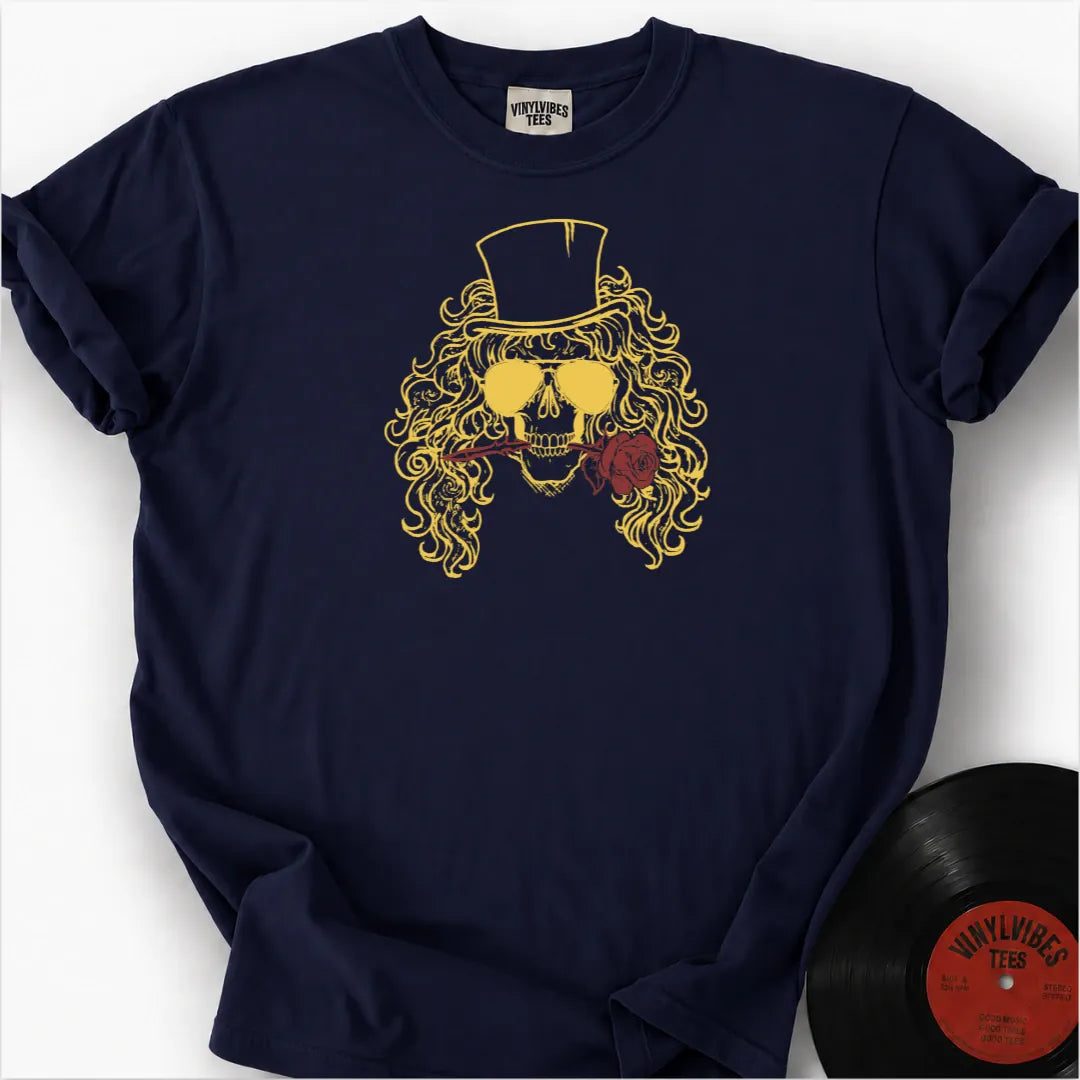 Printify T-Shirt True Navy / S Skull Rose Premium T-Shirt