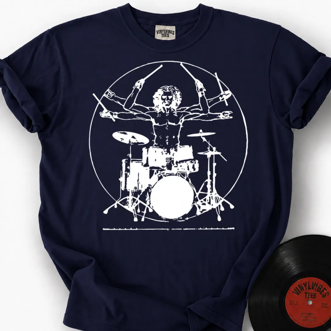 Printify T-Shirt True Navy / S Vitruvian Drummer Premium T-Shirt