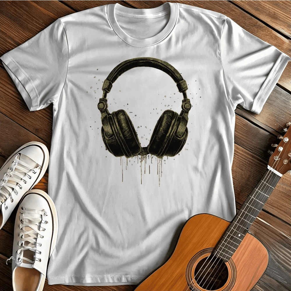 Printify T-Shirt White / S Dripping Headphones T Shirt