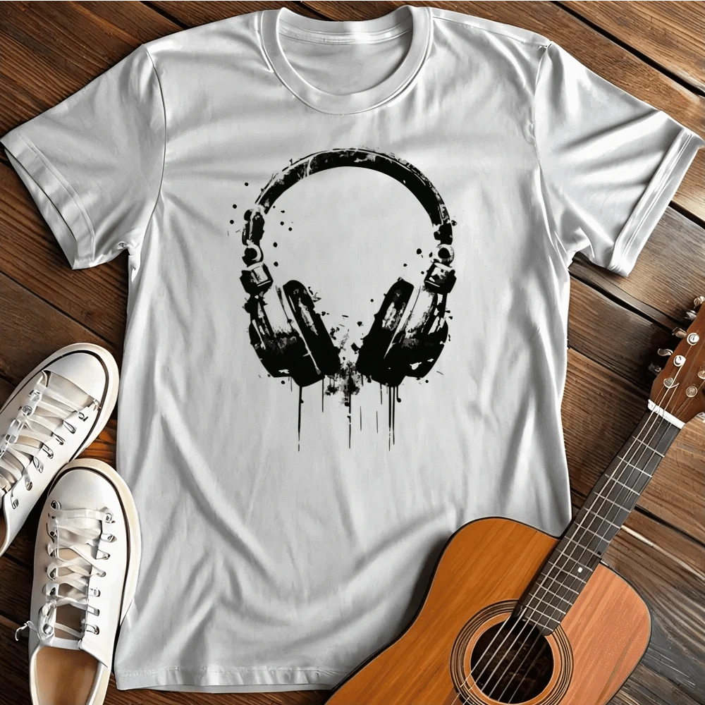 Printify T-Shirt White / S Headphone Dripping T Shirt