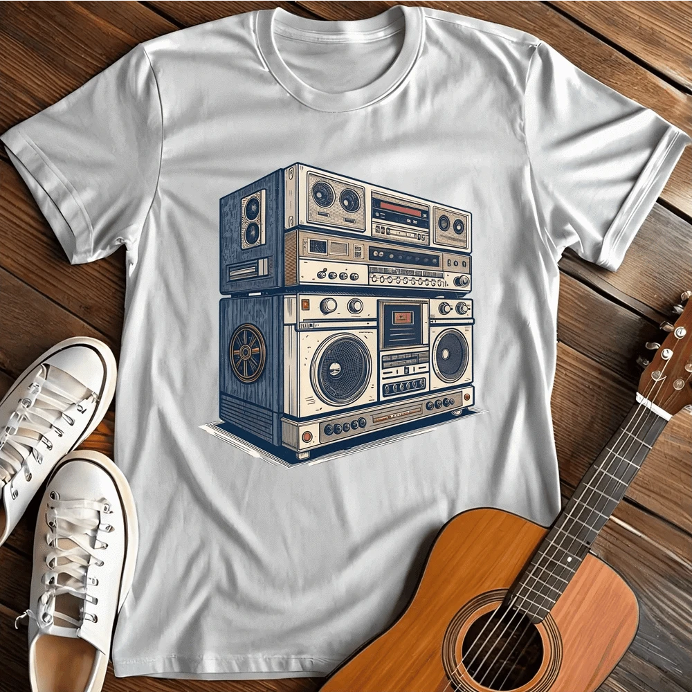 Printify T-Shirt White / S Stacked Stereo T Shirt