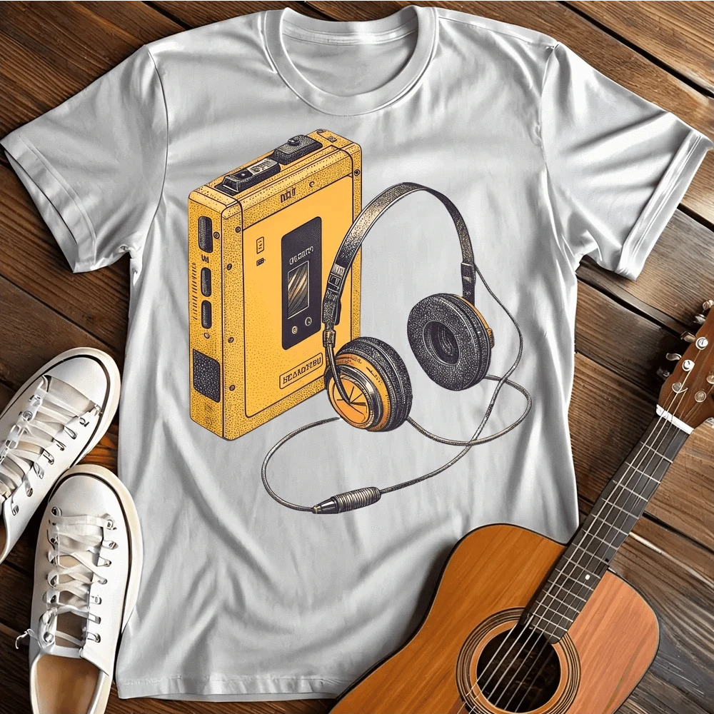 Printify T-Shirt White / S Yellow Walkman T Shirt