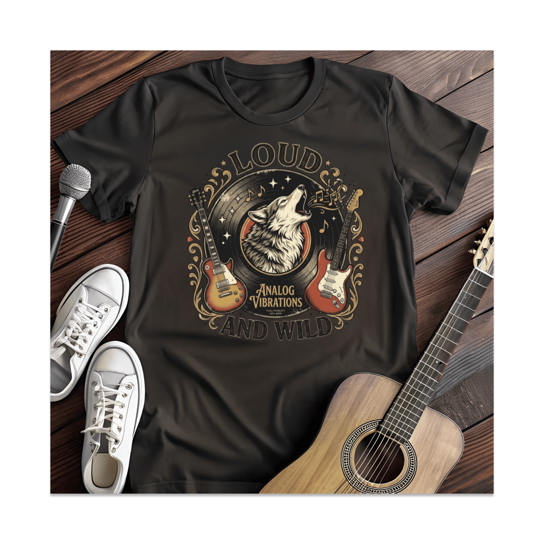 Printify T-Shirt Black / S Analog Vibrations Wolf T-Shirt