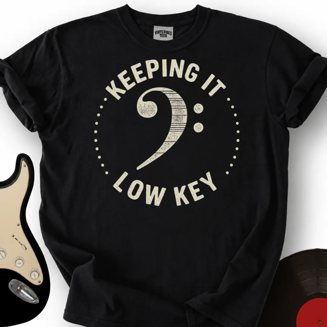 Printify T-Shirt Black / S Bass Clef Low Key T-Shirt