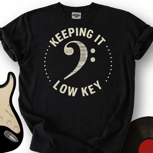 Printify T-Shirt Black / S Bass Clef Low Key T-Shirt
