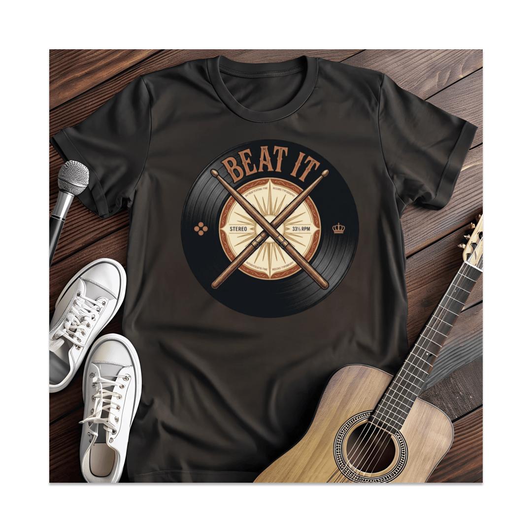 Printify T-Shirt Black / S Beat It Drumsticks Record T-Shirt