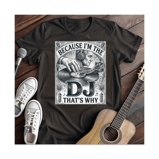 Printify T-Shirt Black / S Because I'm The DJ That's Why T-Shirt