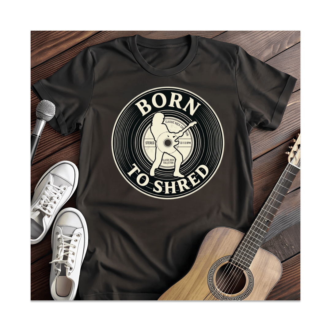 Printify T-Shirt Black / S Born To Shred Guitarist Vinyl T-Shirt