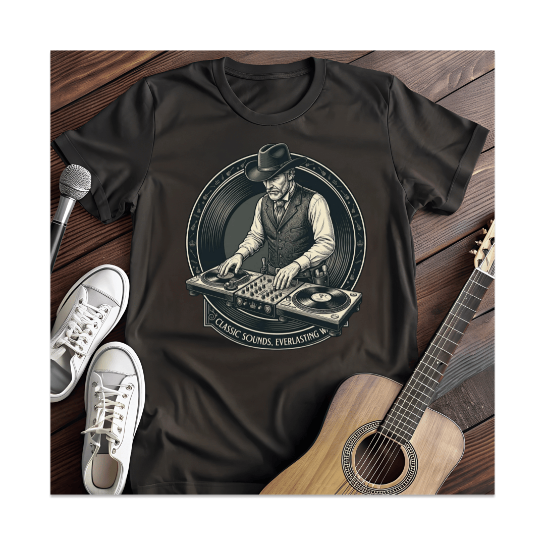 Printify T-Shirt Black / S Cowboy Turntable DJ T-Shirt