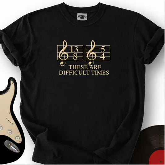 Printify T-Shirt Black / S Difficult Times Music Theory Pun T-Shirt