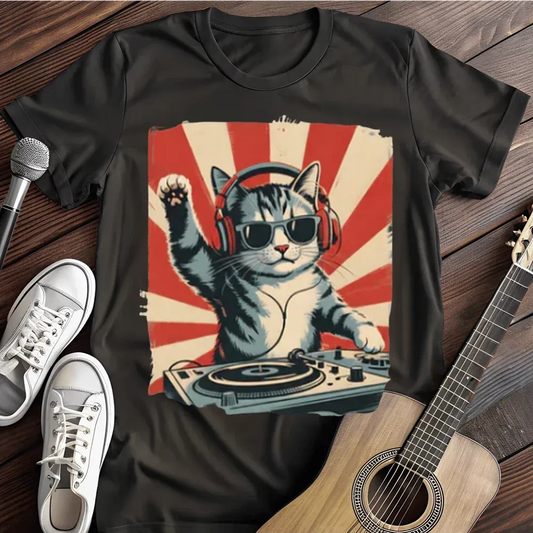 Printify T-Shirt Black / S Dj Kitty Kat T Shirt