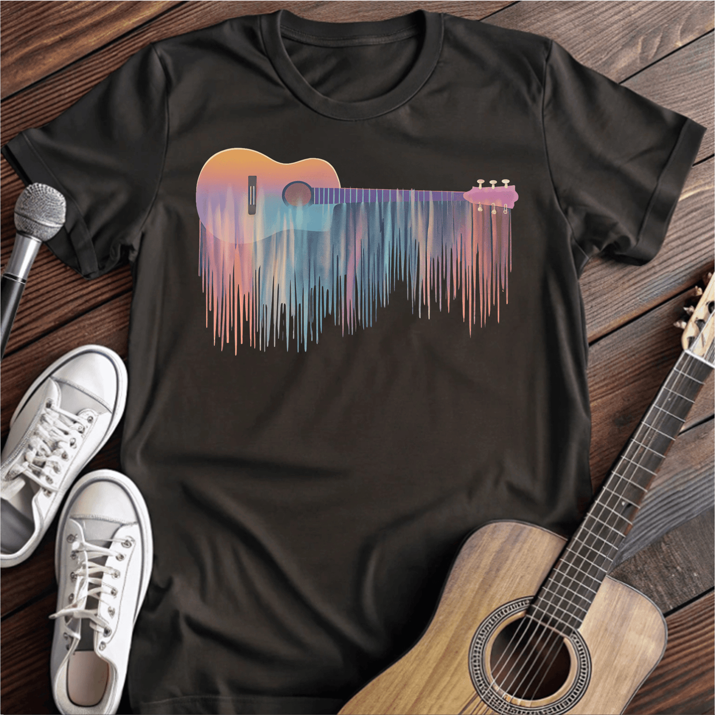 ⭐️⭐️⭐️⭐️⭐️ T-Shirt Black / S Dripping Colors Guitar T-Shirt