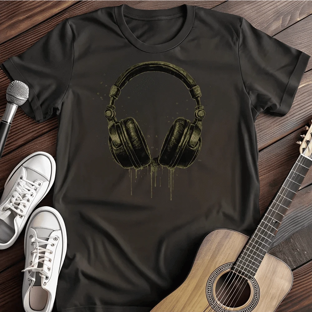 Printify T-Shirt Black / S Dripping Headphones T Shirt
