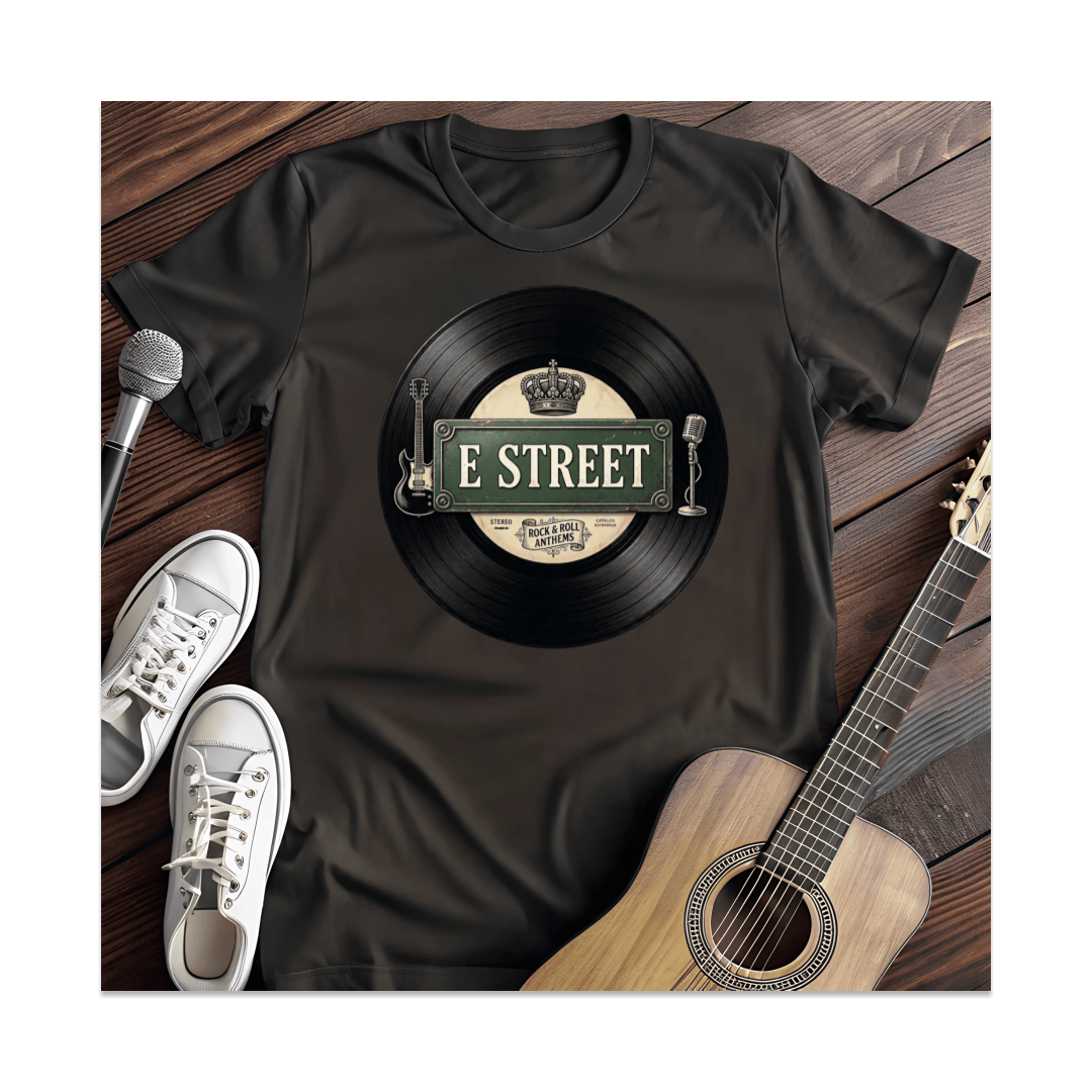 Printify T-Shirt Black / S E Street Rock & Roll Vinyl T-Shirt