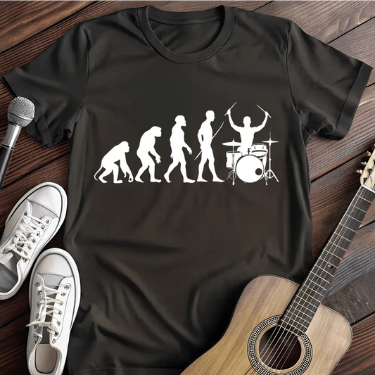 Printify T-Shirt Black / S Evolution Of A Drummer The Myth Time To Evolve T Shirt