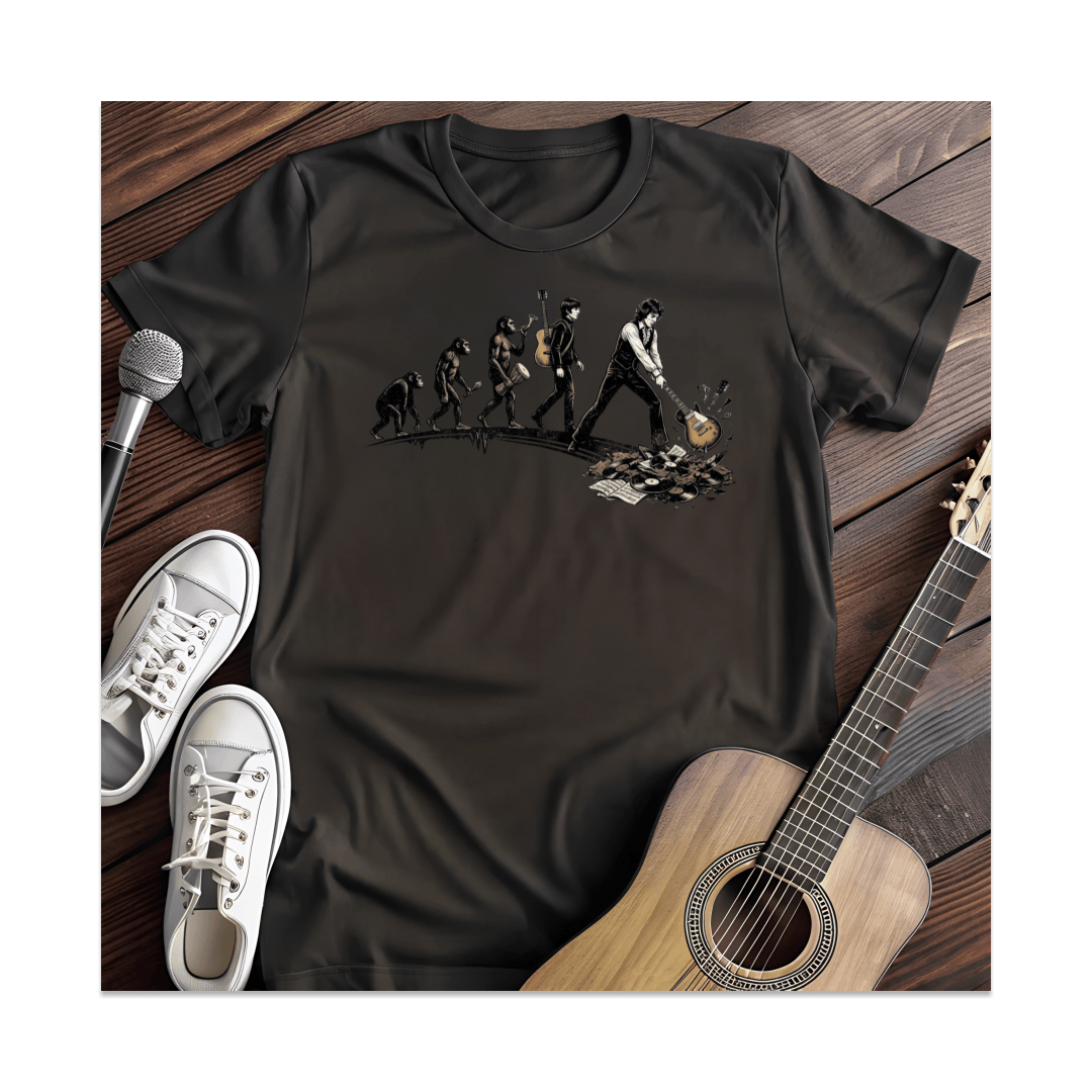 Printify T-Shirt Black / S Evolution of Rock Guitar Smash T-Shirt
