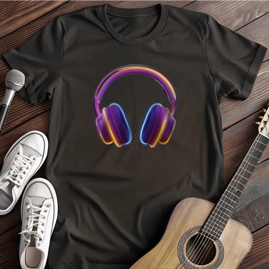 Printify T-Shirt Black / S Glowing Headphones T Shirt