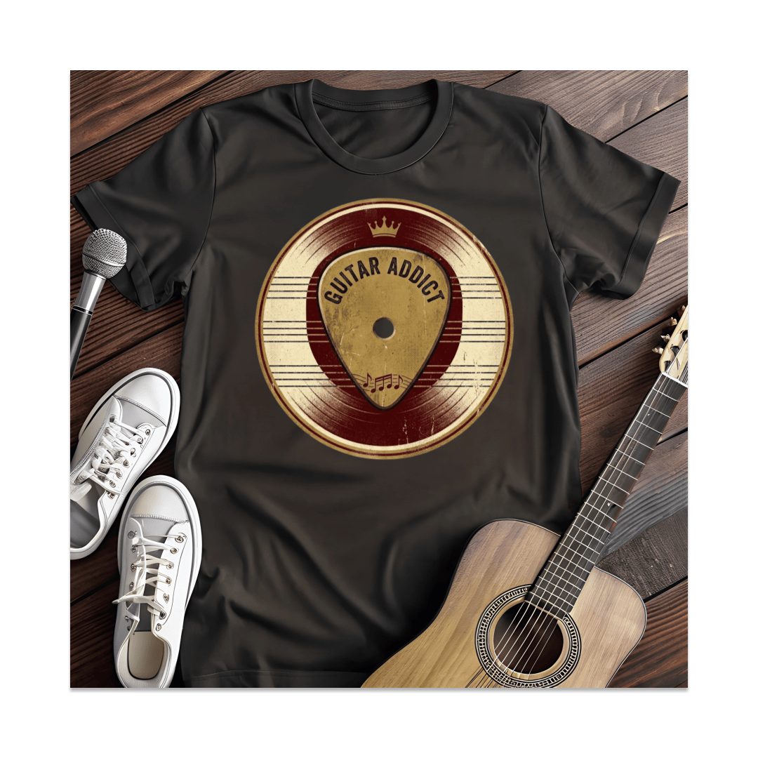 Printify T-Shirt Black / S Guitar Addict Record Pick T-Shirt