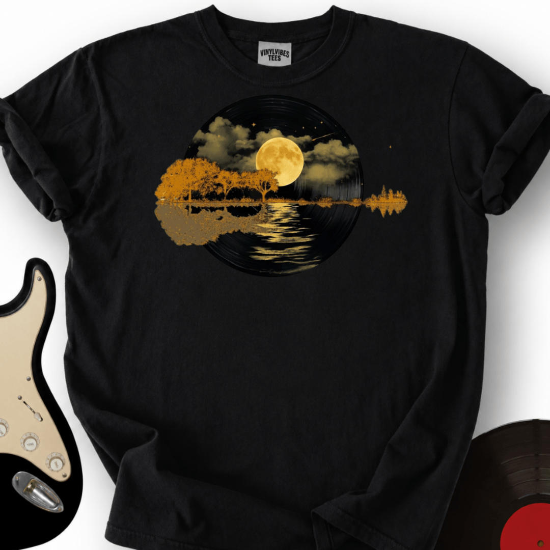 Printify T-Shirt Black / S Guitar Lake T- Shirt