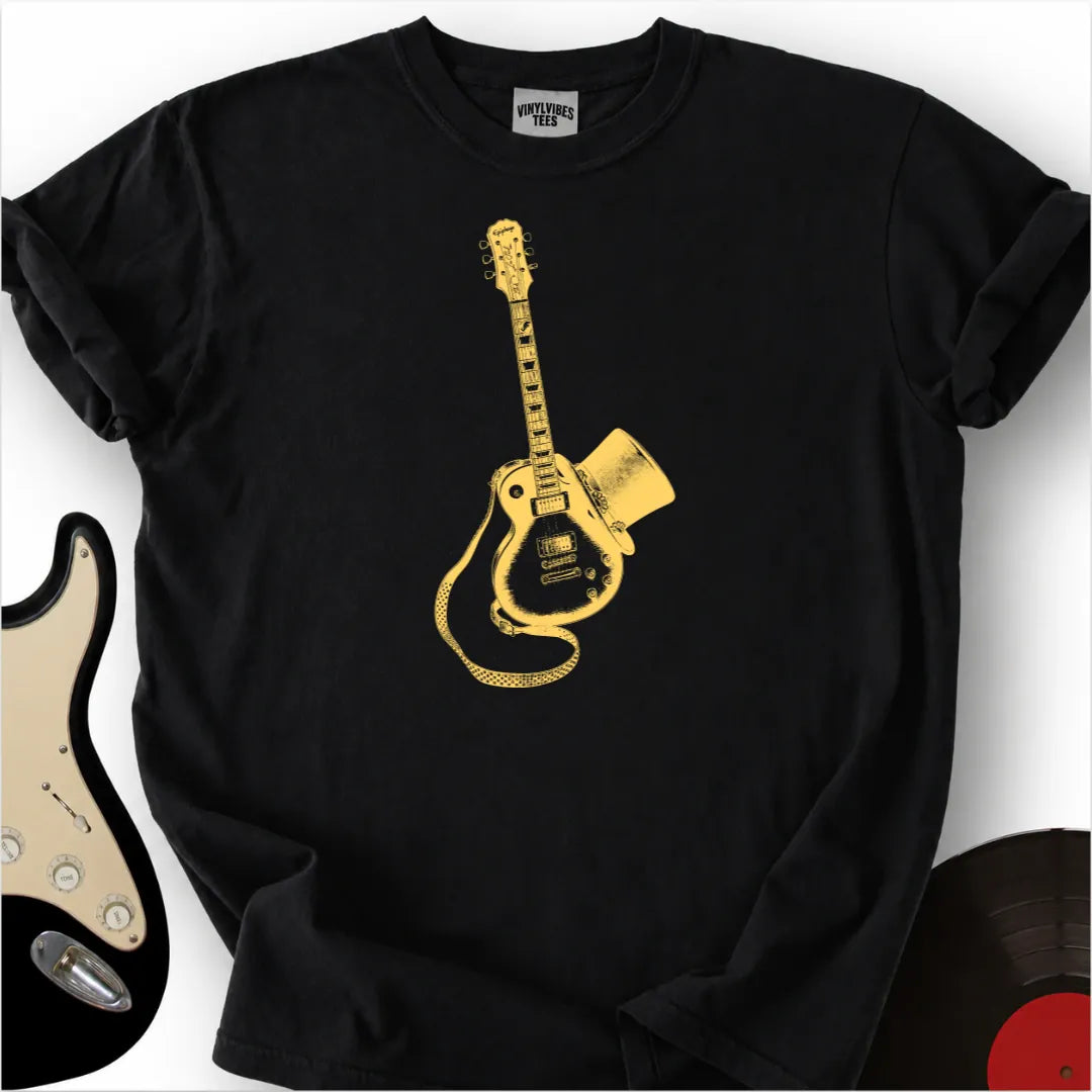 Printify T-Shirt Black / S Guitar Top Hat Premium T-Shirt