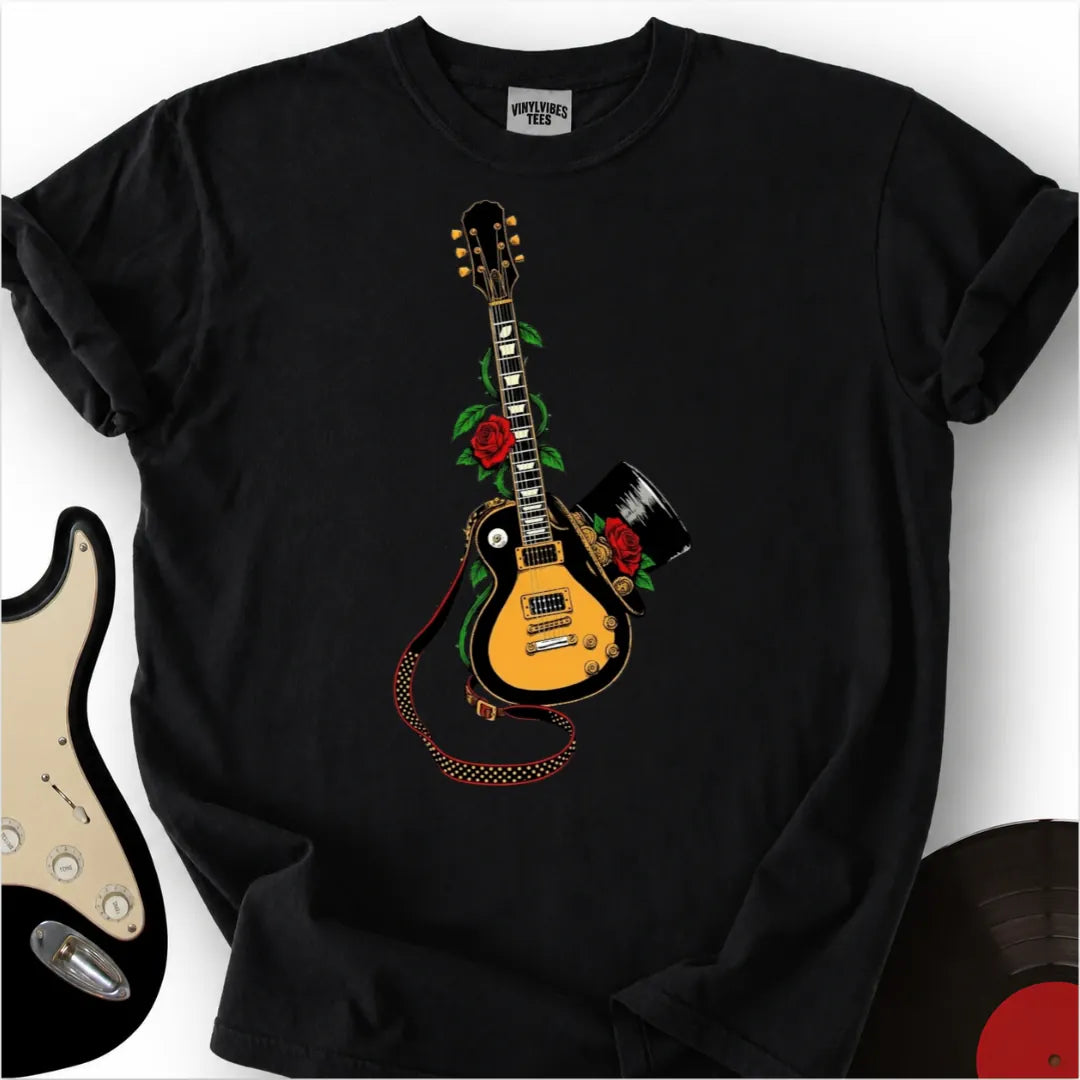 Printify T-Shirt Black / S Guitar Top Hat Premium T-Shirt