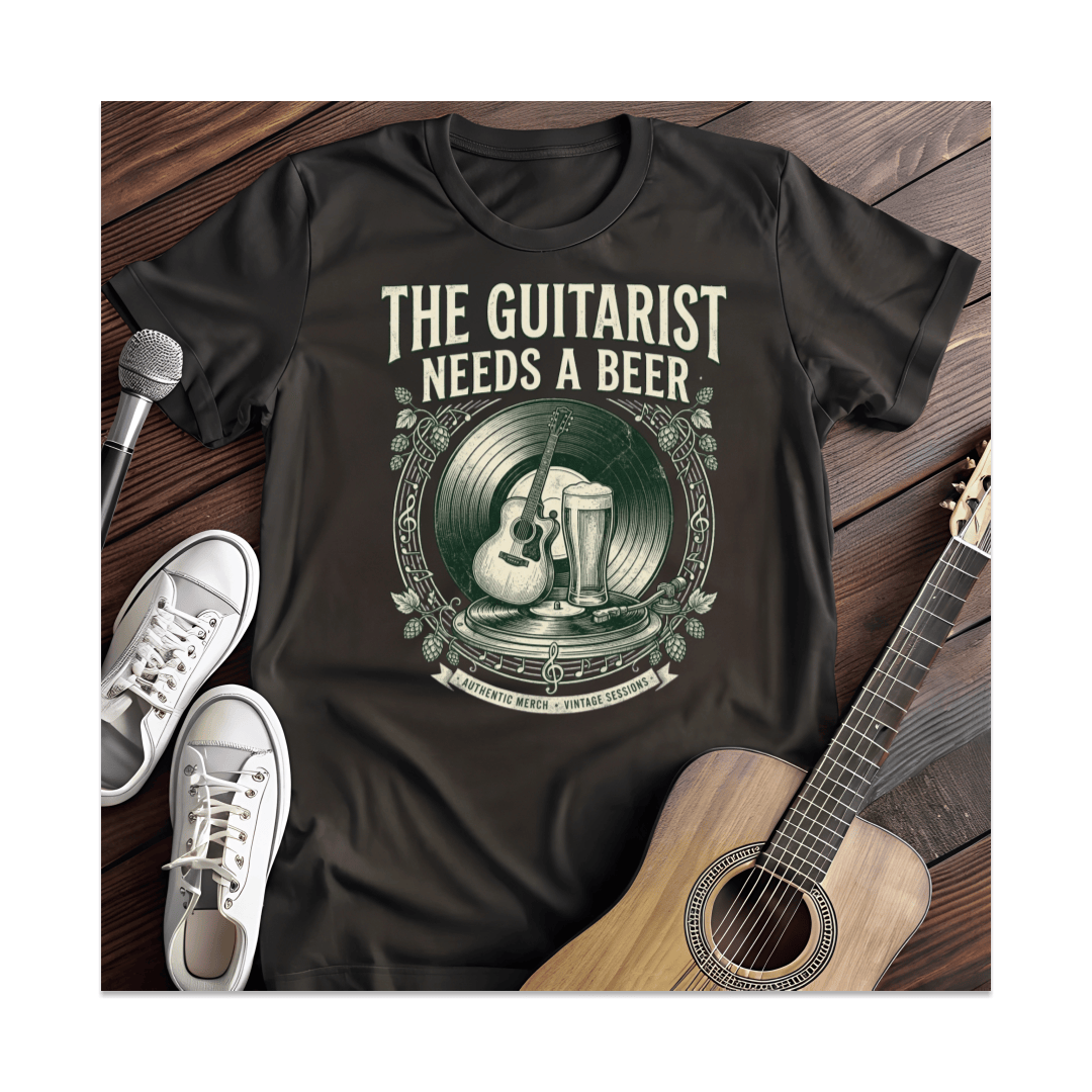 Printify T-Shirt Black / S Guitarist Needs A Beer T-Shirt