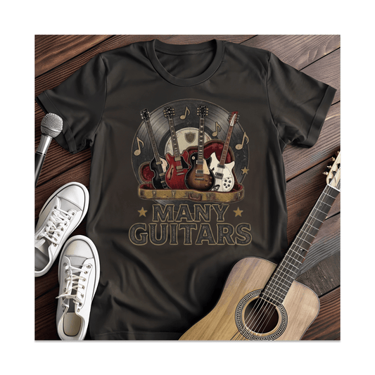 Printify T-Shirt Black / S Many Guitars Vintage Record T-Shirt
