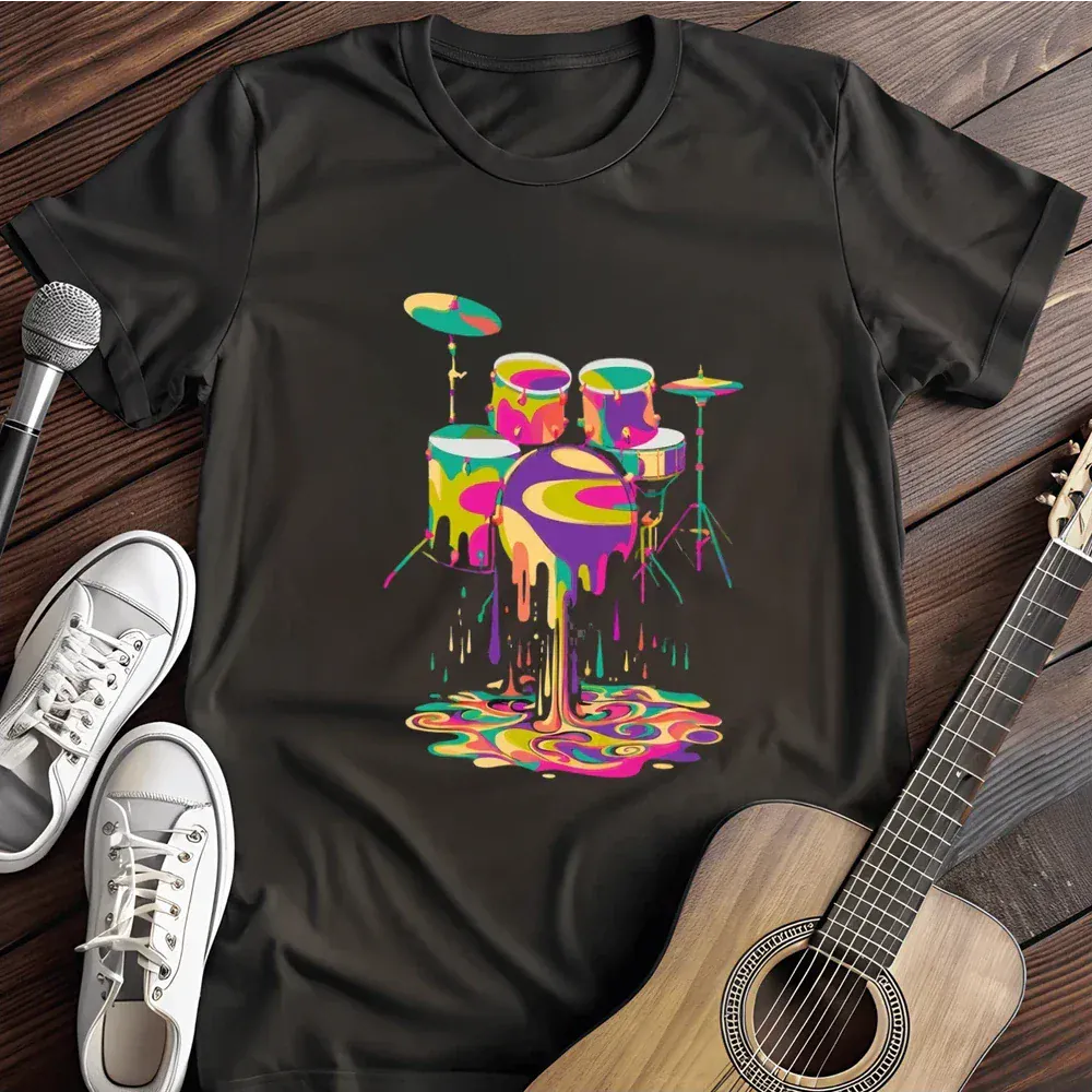 Printify T-Shirt Black / S Melting Drums T Shirt