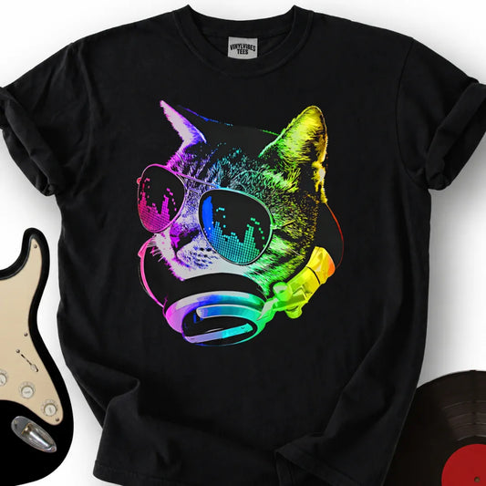 Printify T-Shirt Black / S Music Cat Premium T-Shirt