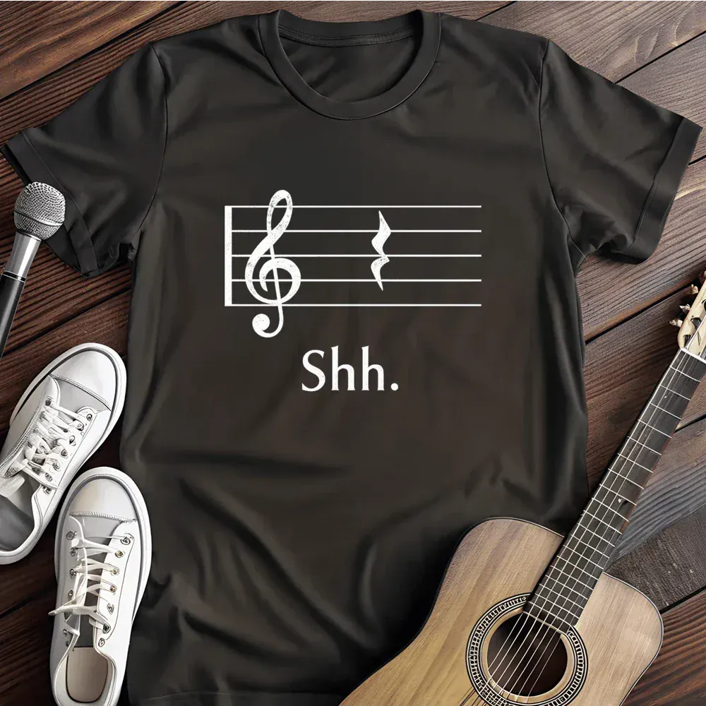 Printify T-Shirt Black / S Music Quarter Rest Fermata Shhhh T Shirt