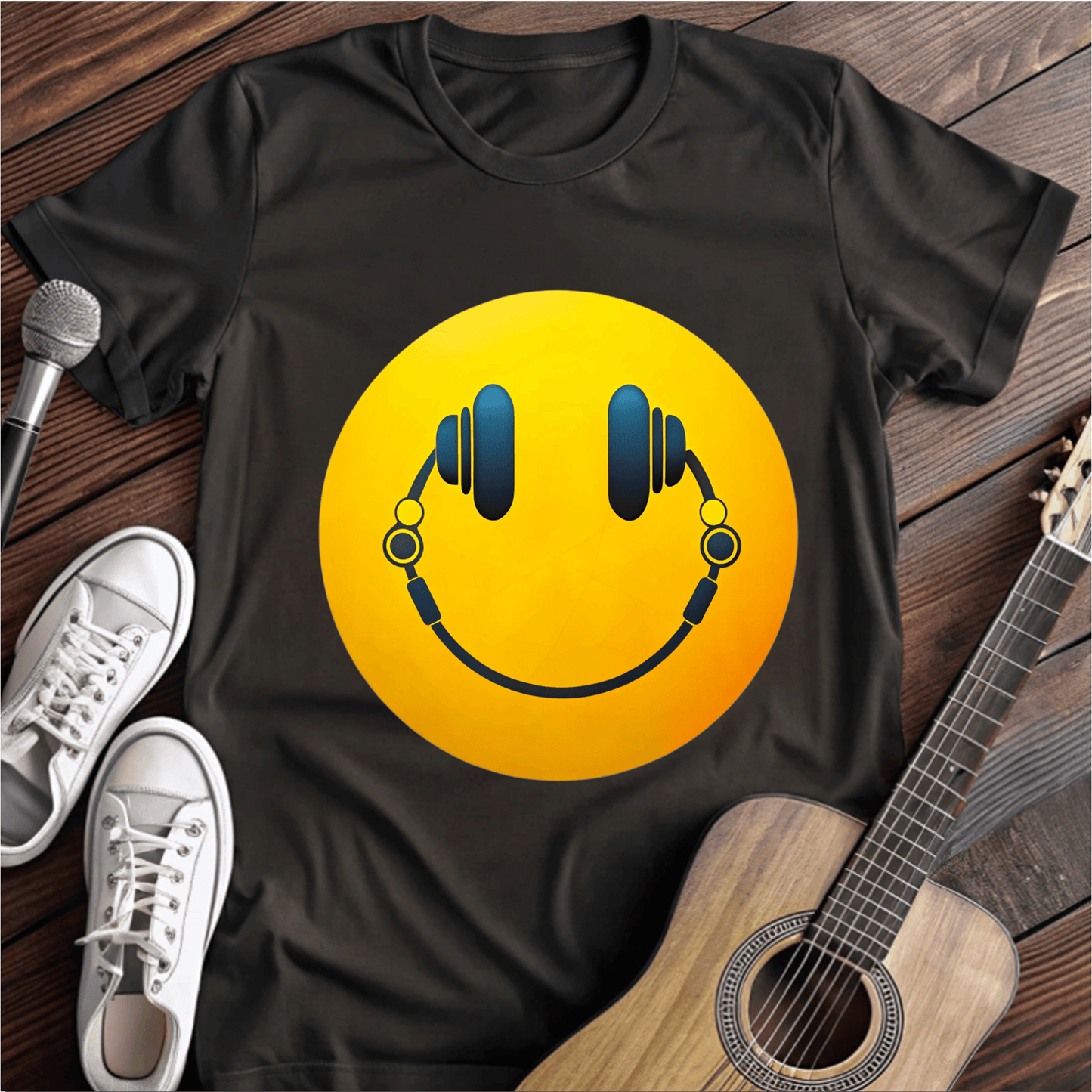 ⭐️⭐️⭐️⭐️⭐️(12) T-Shirt Black / S Music Smiley T-Shirt