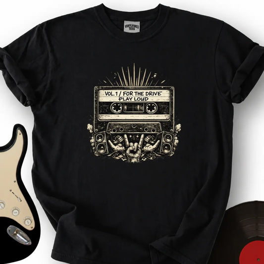Printify T-Shirt Black / S Play Loud Cassette Tape T-Shirt