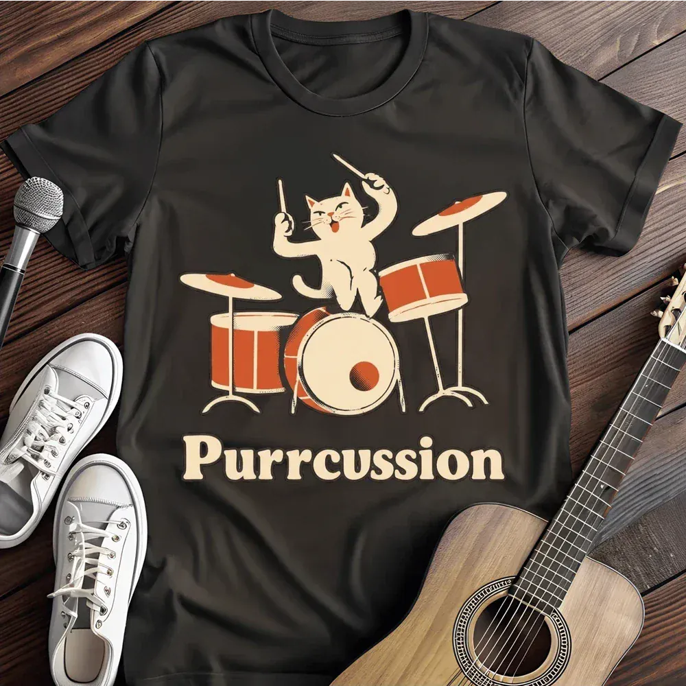 Printify T-Shirt Black / S Purrrcussion T Shirt